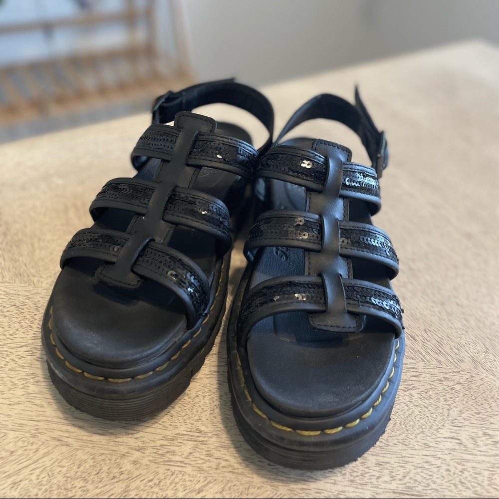 Dr. Martens Yelena Sequin Platform Sandals Size 9 US